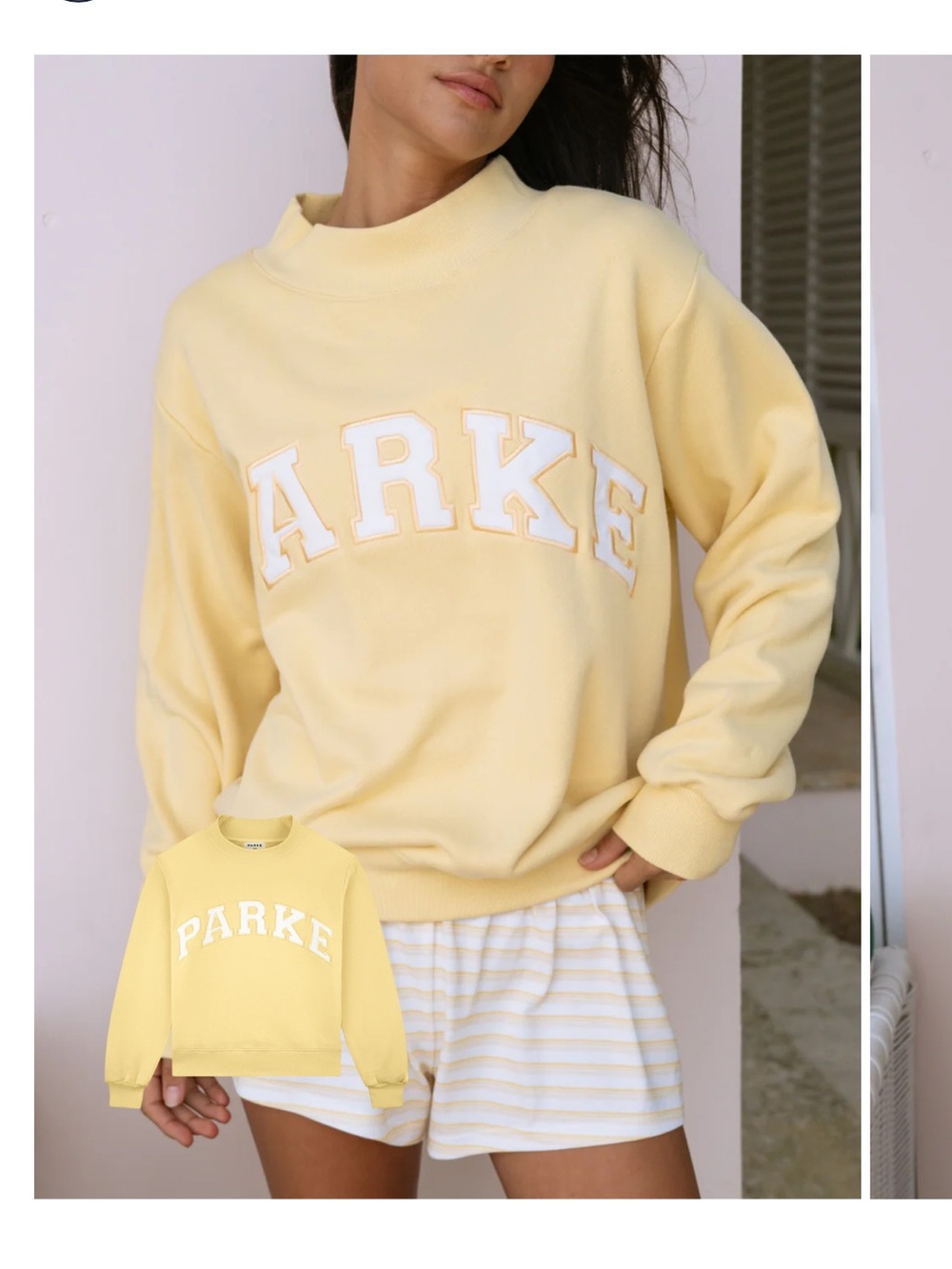 Parke Peel + White Varsity Mockneck Logo Sweatshirt